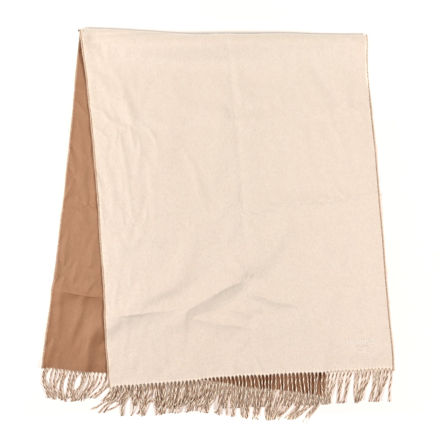 Cashmere Double Face Scarf White Camel