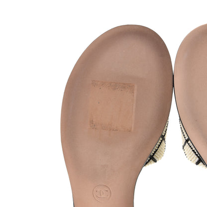 Chanel Pearl Embroidery CC Mules 37.5 Black White 9 of 11