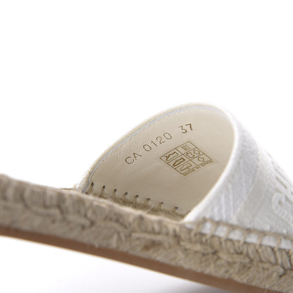 Christian Dior Canvas Embroidered Granville Espadrille Flat Slide Sandals 37 Ivory 8 of 10
