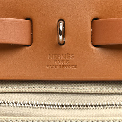 Hermes Military Toile Vache Hunter Herbag Zip Retourne 31 PM Beton Naturel 6 of 13