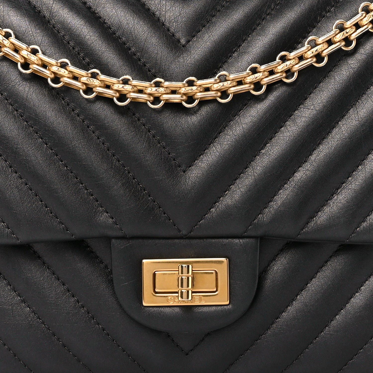 Chanel Aged Calfskin Chevron Quilted 2.55 Reissue 226 Flap Black 9 of 11