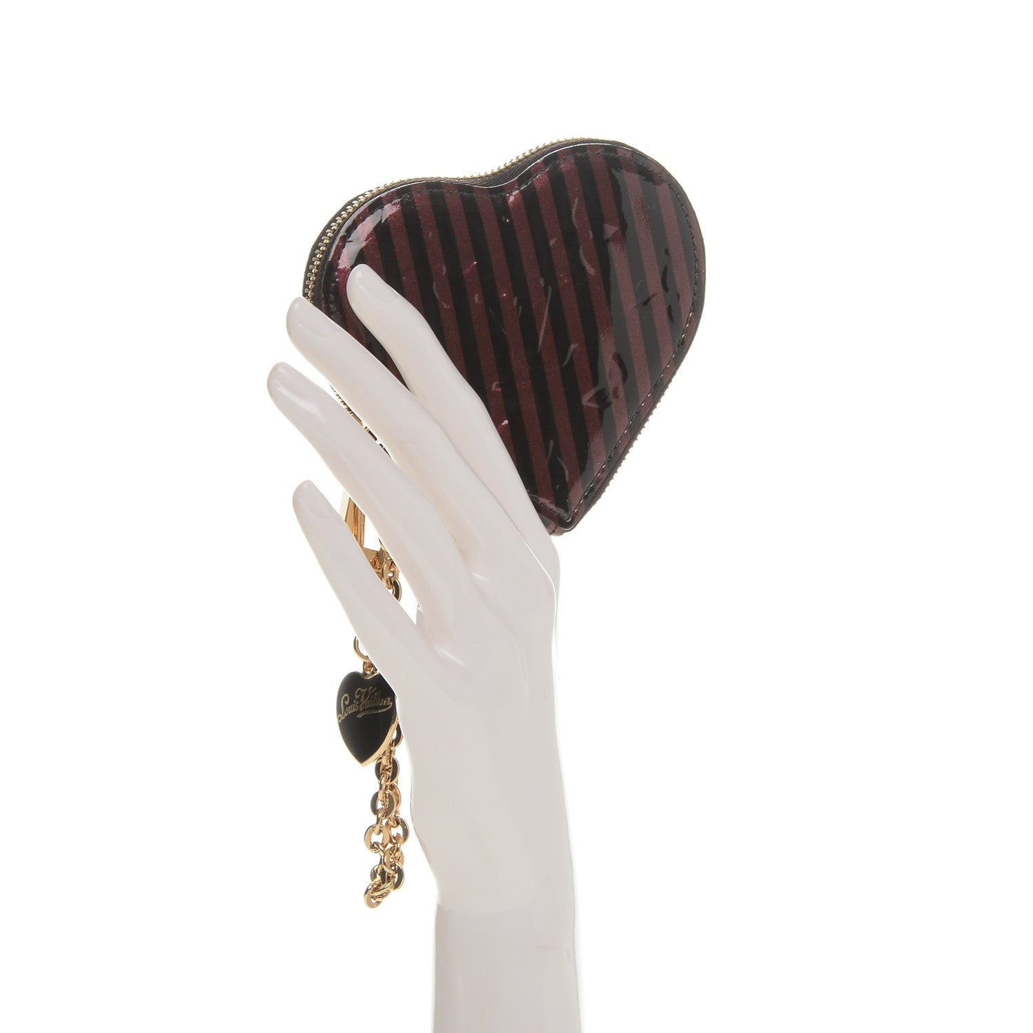 Louis Vuitton Vernis Rayures Coeur Heart Coin Purse Amarante 2 of 6
