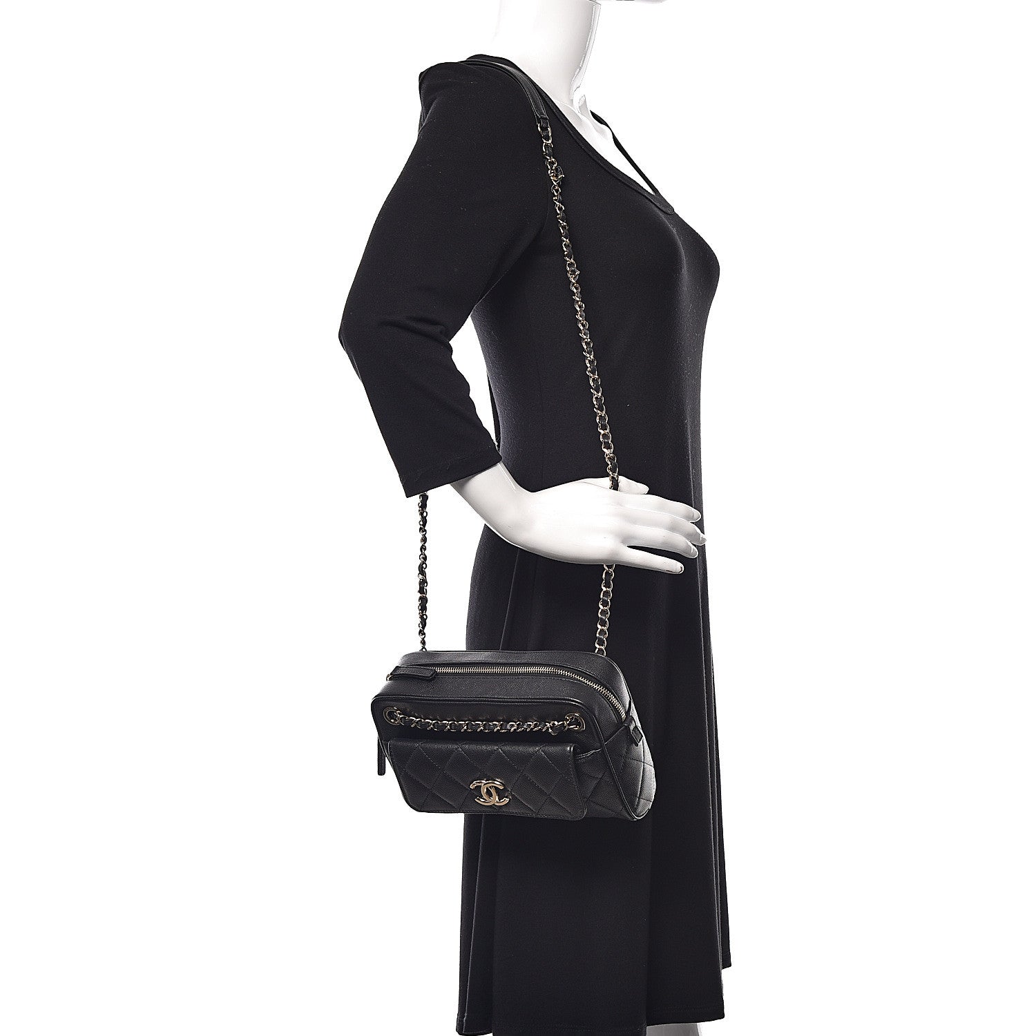 Chanel Caviar Quilted Small In & Out Camera Case Black 2 of 10
