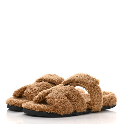 Hermes Woolskin Mens Chypre Sandals 43 Beige Gobi 3 of 8
