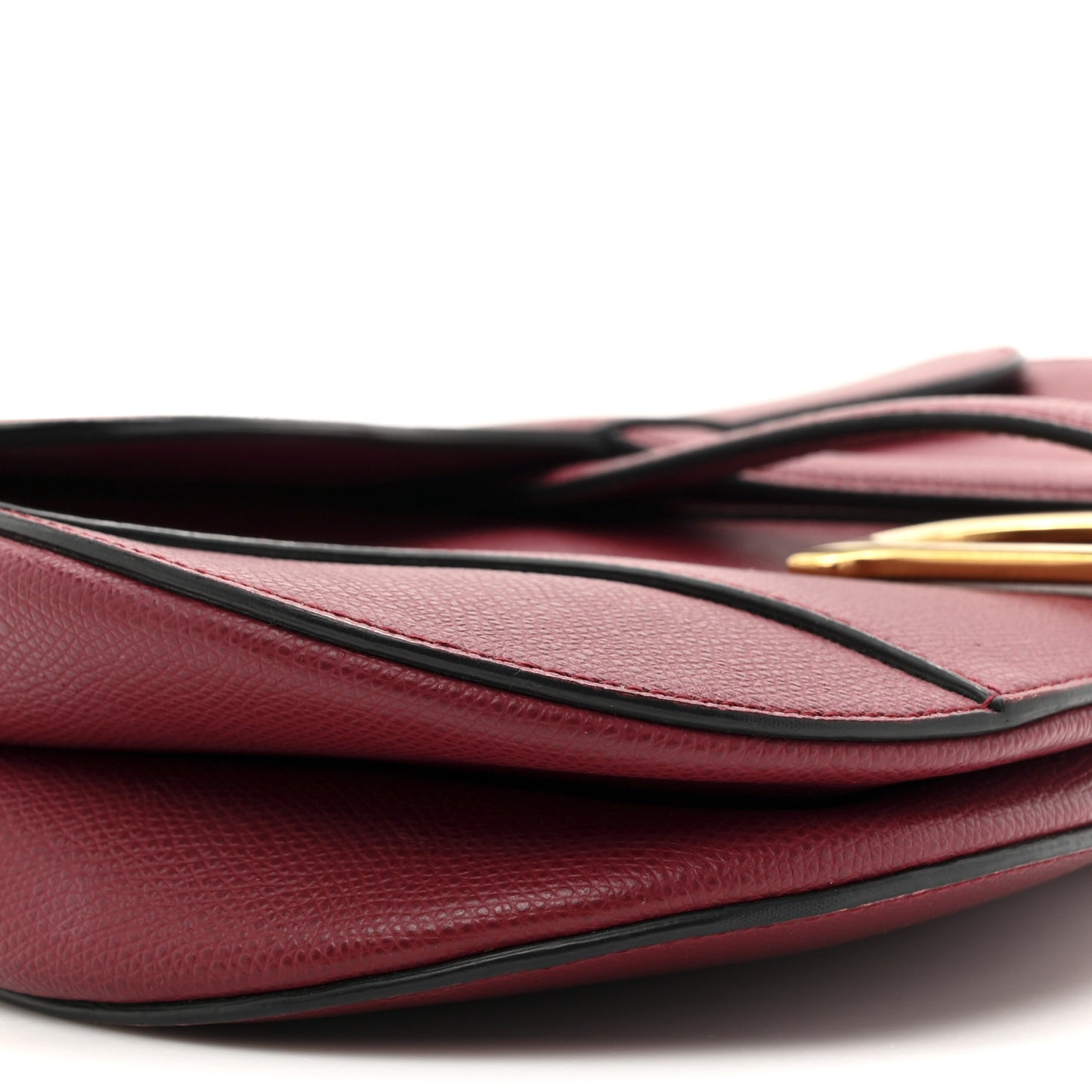 Grained Calfskin Saddle Bag Red