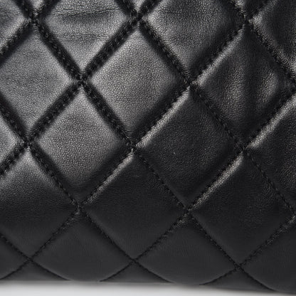 Chanel Lambskin Quilted Pearl Kiss Lock Clutch Black White 11 of 13