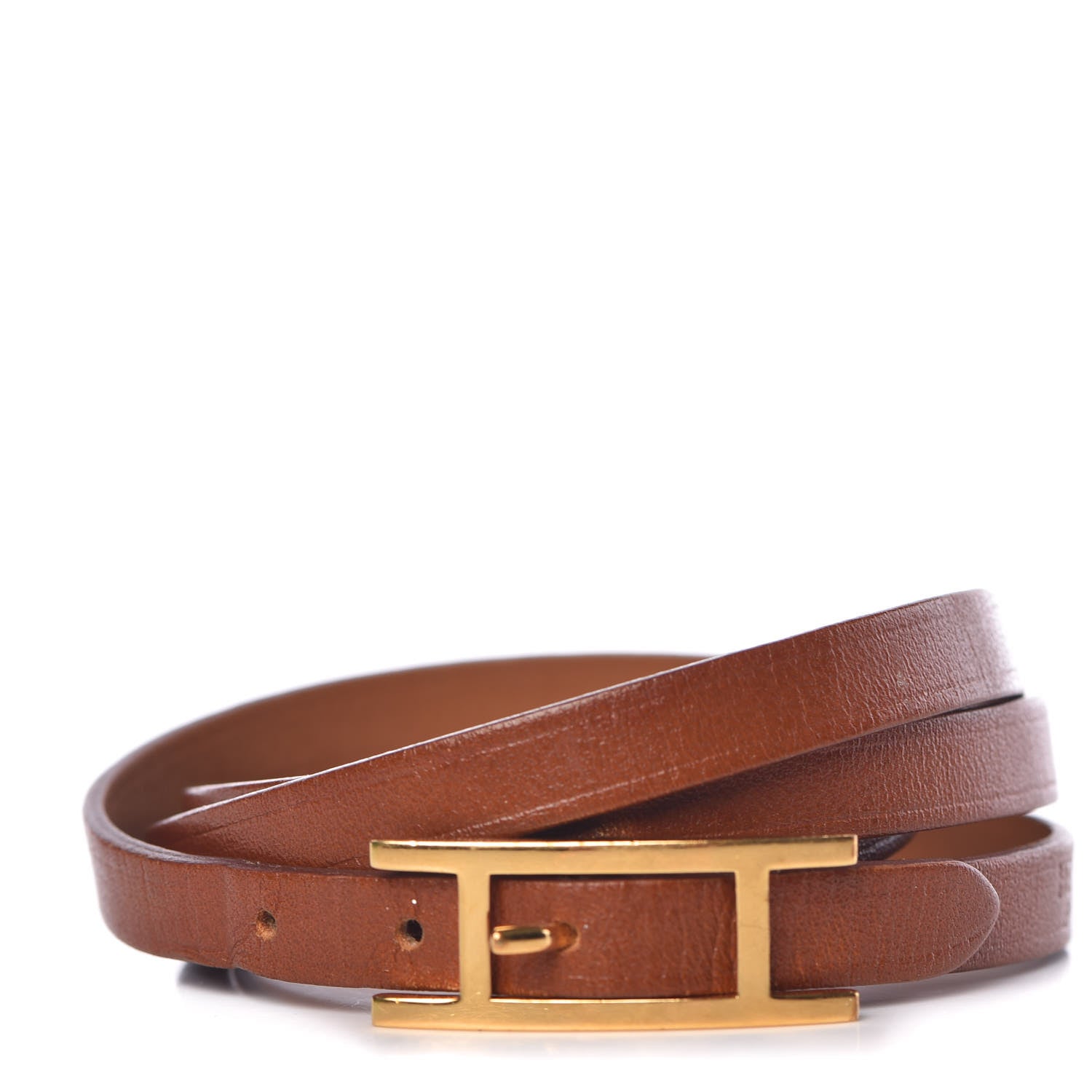 Hermes Barenia Hapi 3 MM Triple Tour Bracelet Fauve 1 of 7
