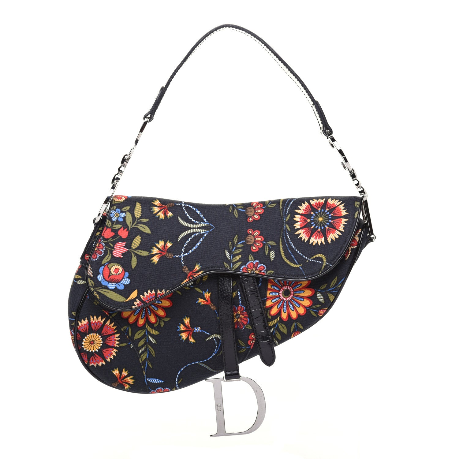 Christian Dior Canvas Floral Saddle Bag Black 1 of 16