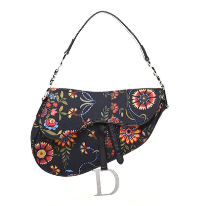 Christian Dior Canvas Floral Saddle Bag Black 1 of 16