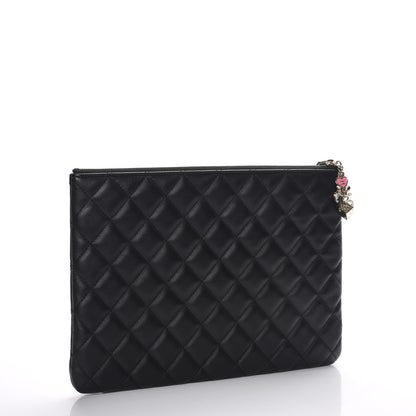 Chanel Lambskin Quilted Medium Casino Beauty CC Cosmetic Case Black 3 of 8