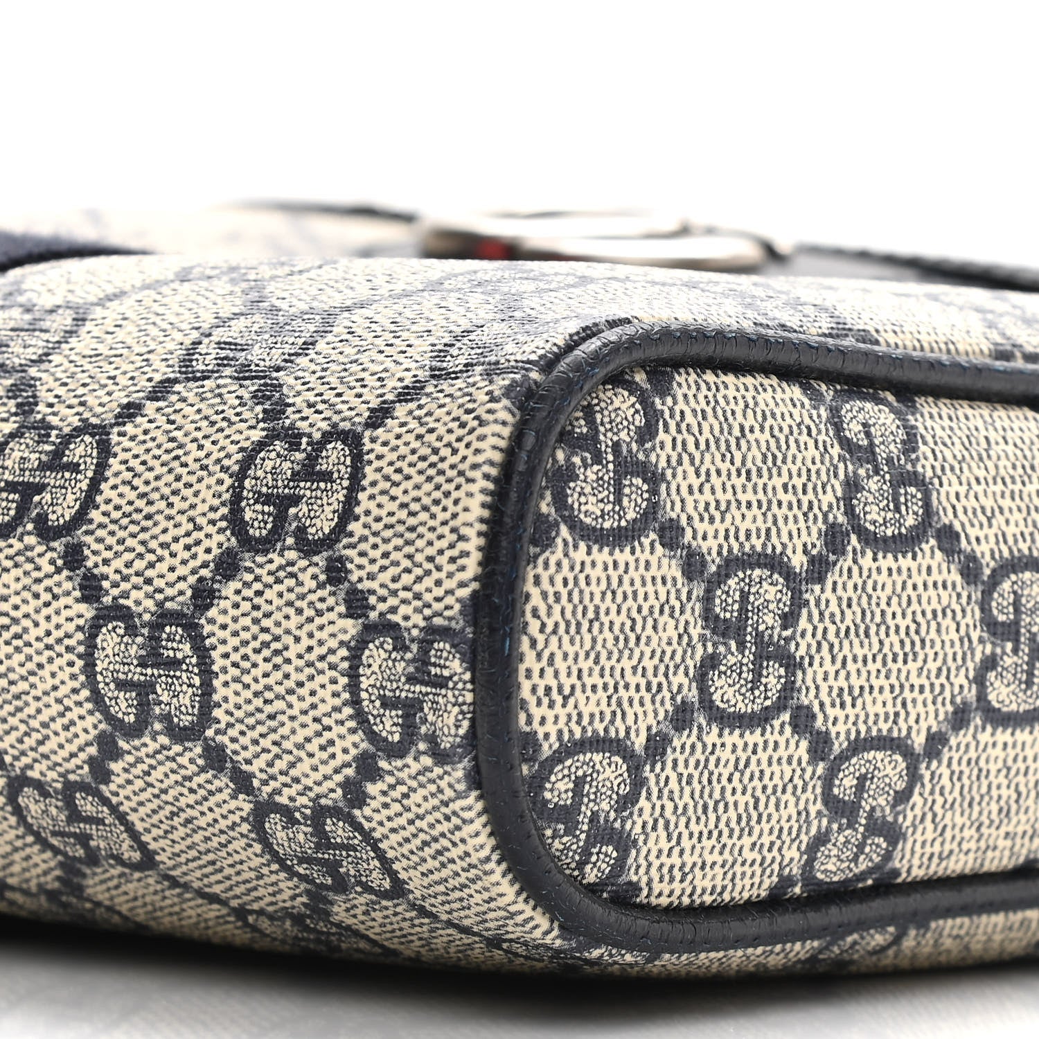 Gucci GG Supreme Monogram Textured Dollar Calfskin Web Small Ophidia Messenger Bag Beige Blue 10 of 11