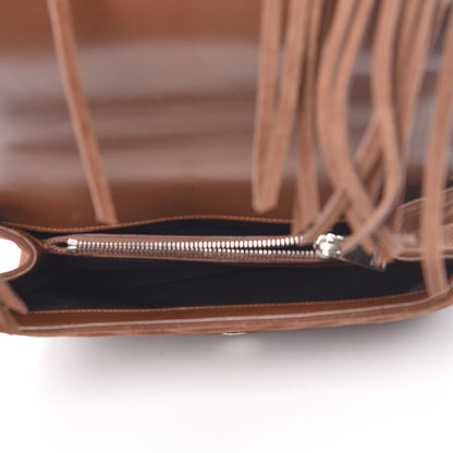 Saint Laurent Suede Matelasse Chevron Fringe Monogram Medium College Bag Marron Clair 5 of 13