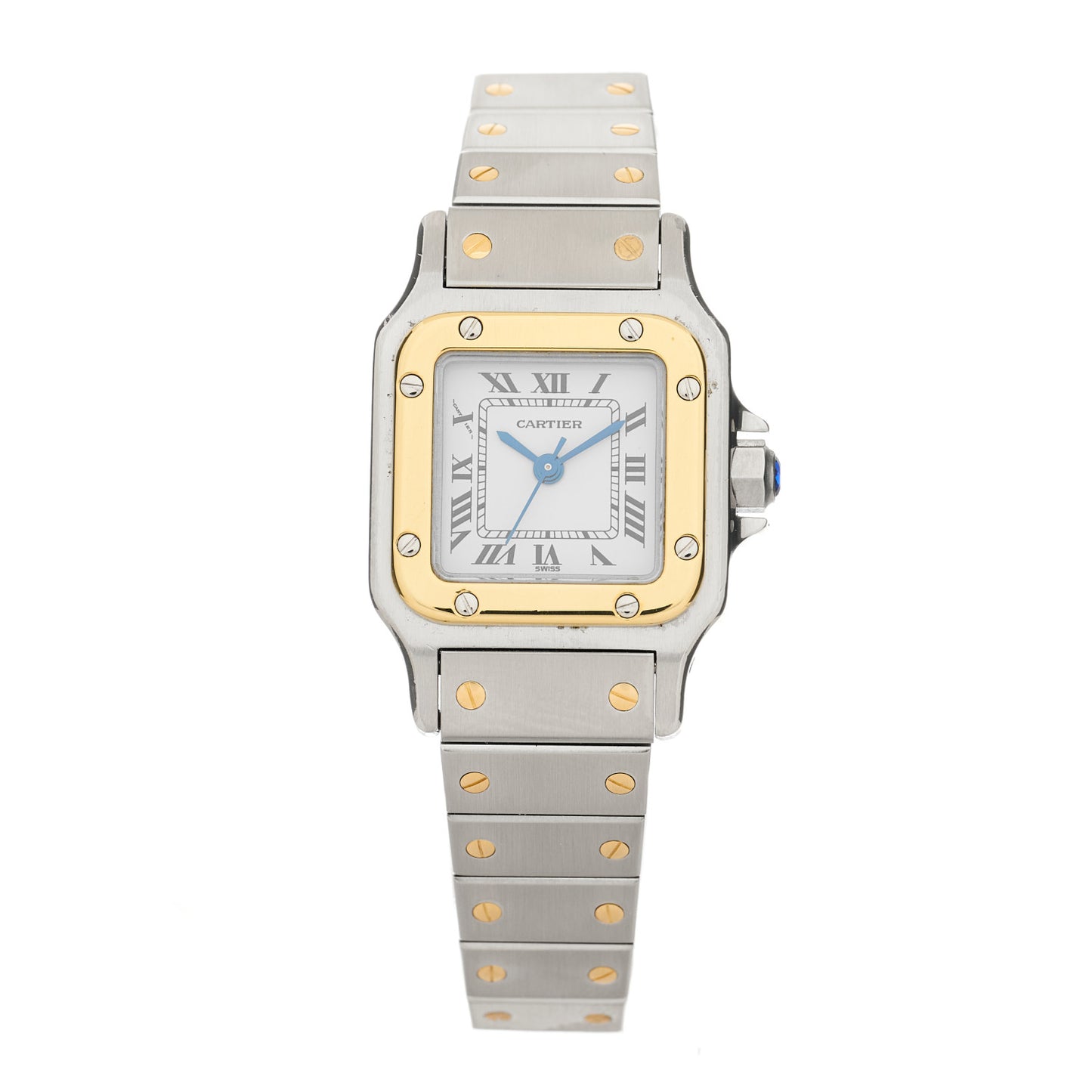 Stainless Steel 18K Yellow Gold 24mm Santos De Cartier Carree Automatic Watch