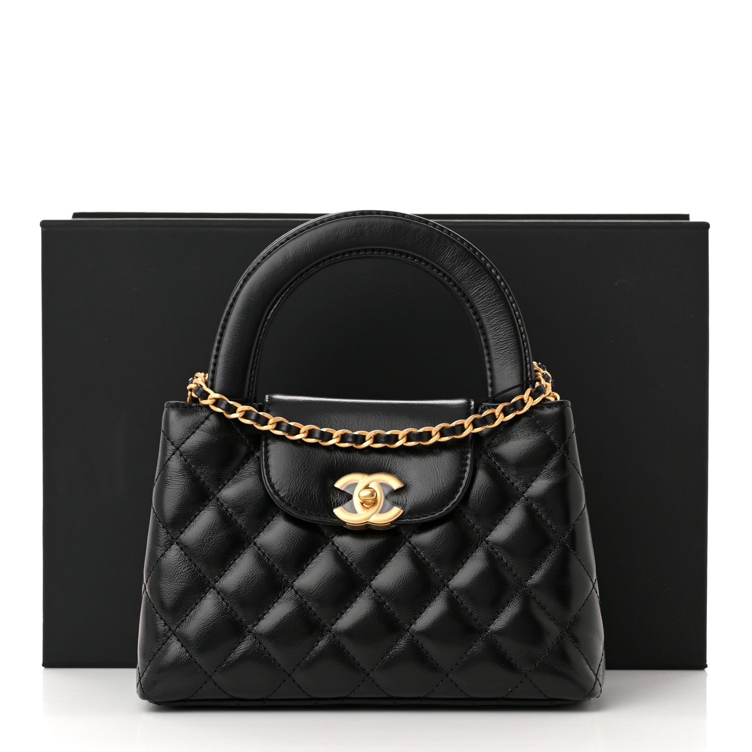 Chanel Shiny Aged Calfskin Quilted Nano Kelly Shopper Black 11 of 11