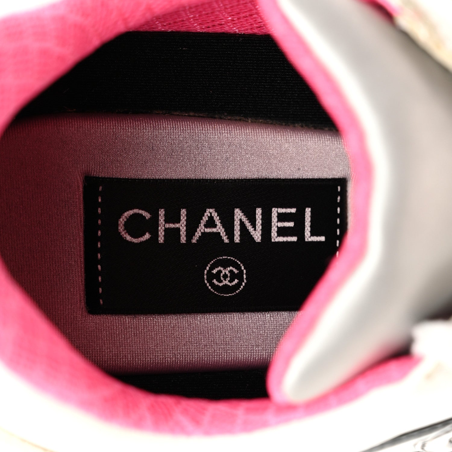 Chanel Calfskin Fabric Sneakers 39 White Silver Fluo Pink 1768907