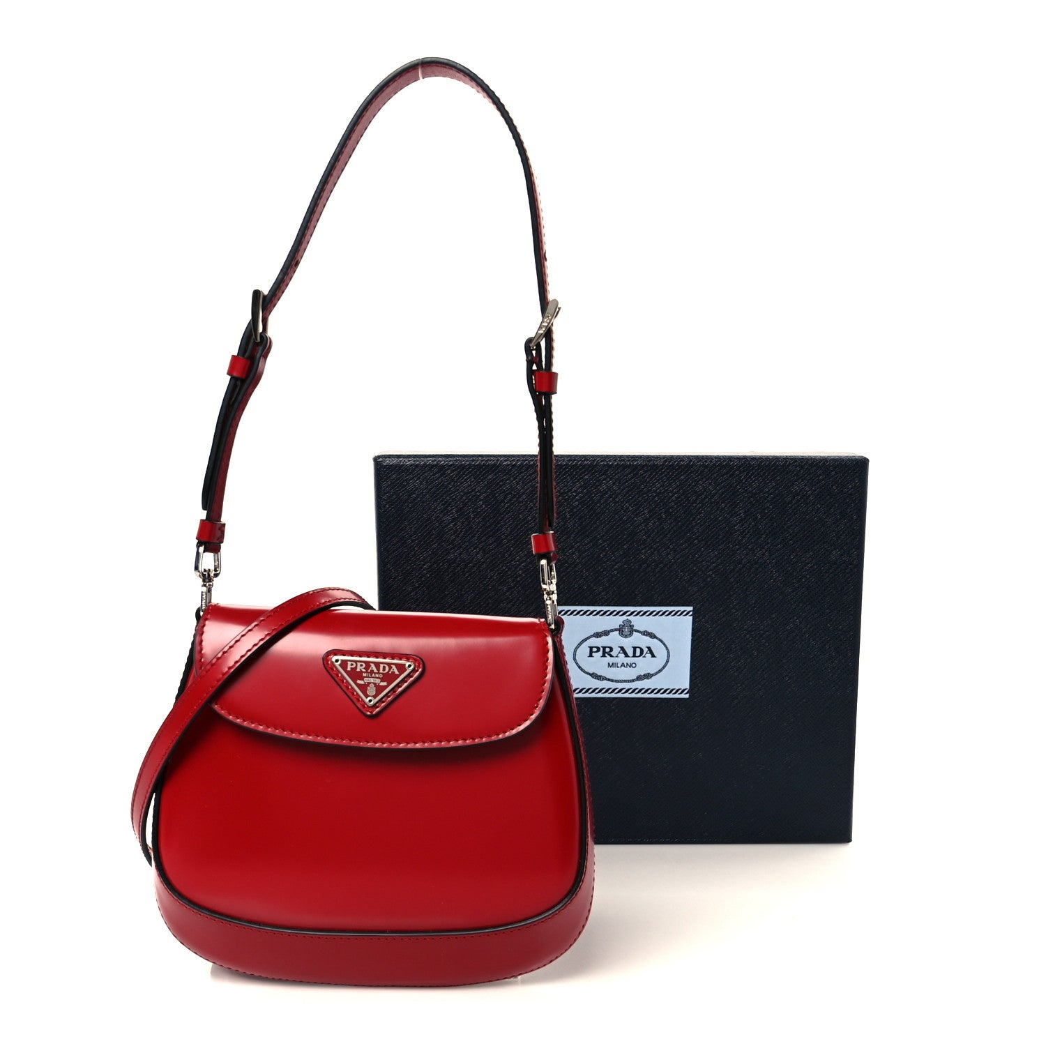 Prada Spazzolato Mini Cleo Flap Adjustable Strap Shoulder Bag