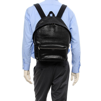 city backpack in crocodile-embossed leather Saint Laurent Croc Calfskin Embossed Hunting Backpack Black 275074 –  FASHIONPHILE