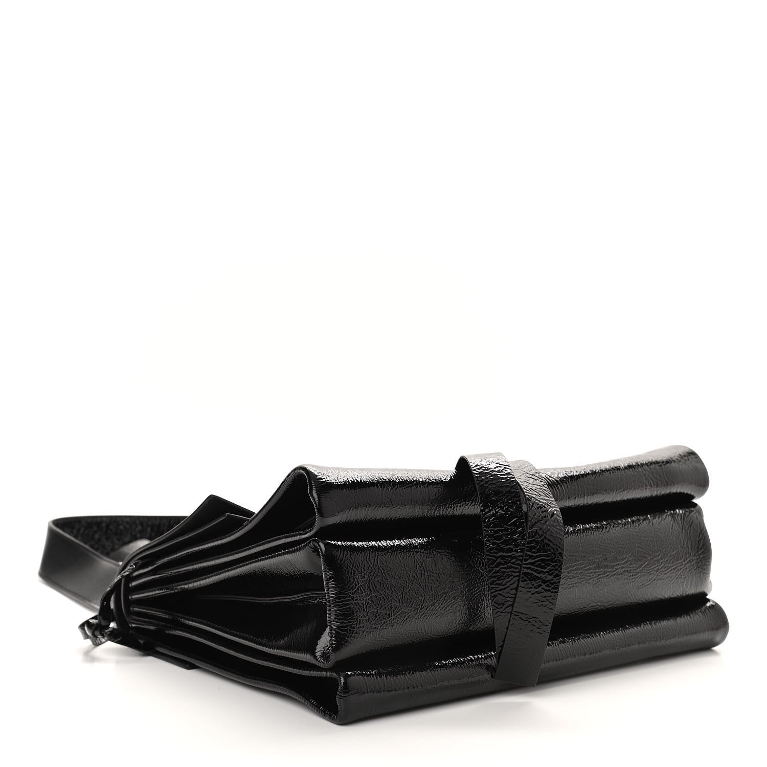 Valentino Garavani Textured Patent Calfskin Medium Vring Shoulder Bag Black 4 of 11