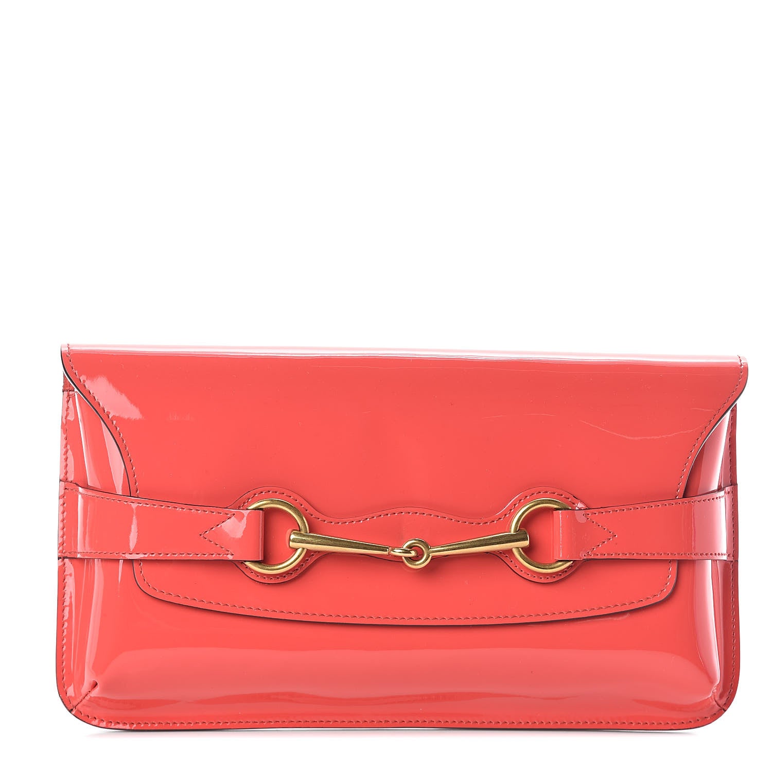 Gucci Patent Large Bright Bit Clutch Begonia Pink 1 of 8