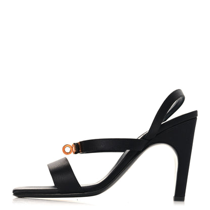 Hermes Satin Glamour 95 Sandals 36.5 Black 1 of 9