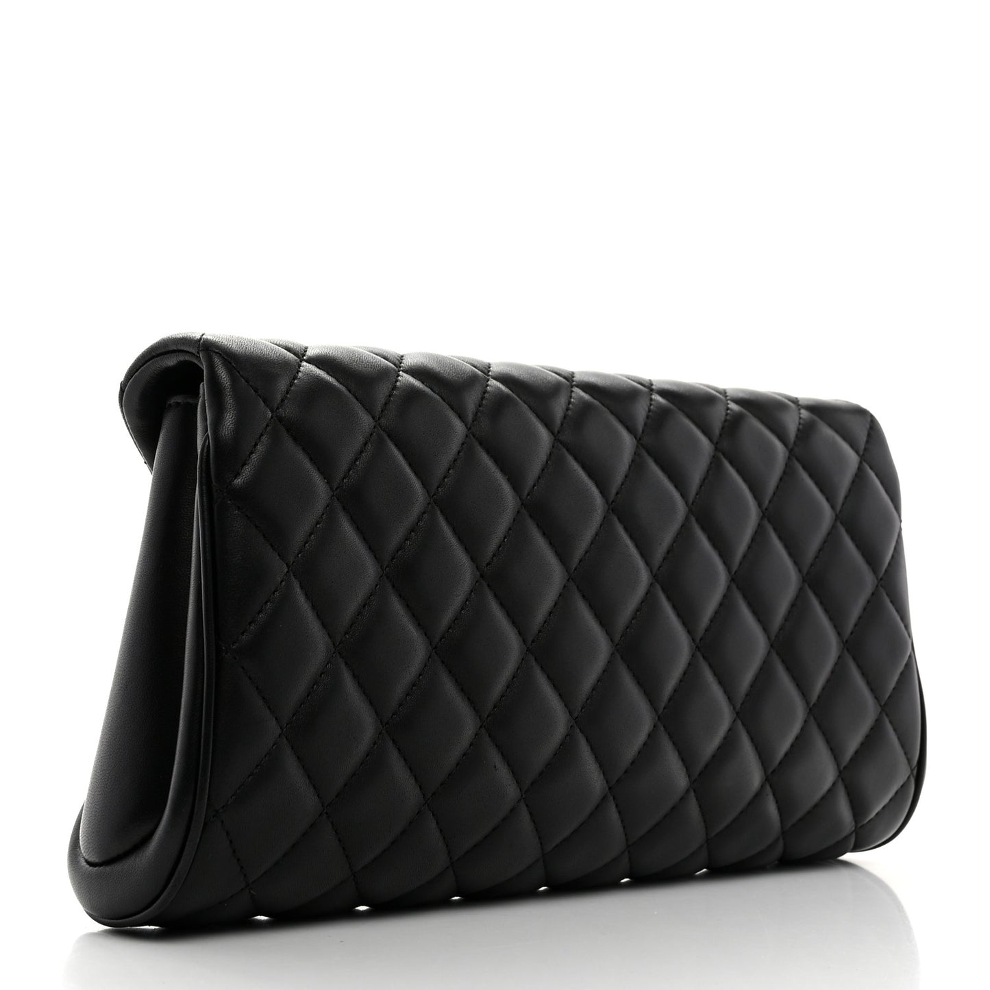 Lambskin Quilted Fold Up Again Clutch Black