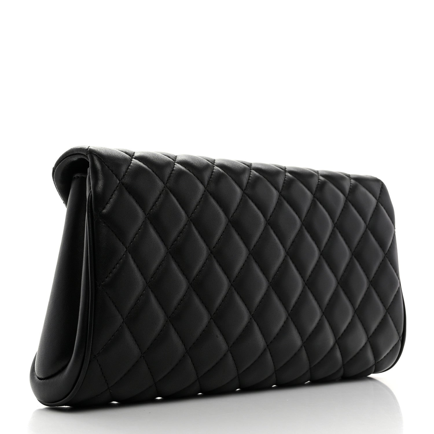 Chanel Lambskin Quilted Fold Up Again Clutch Black 3 of 8