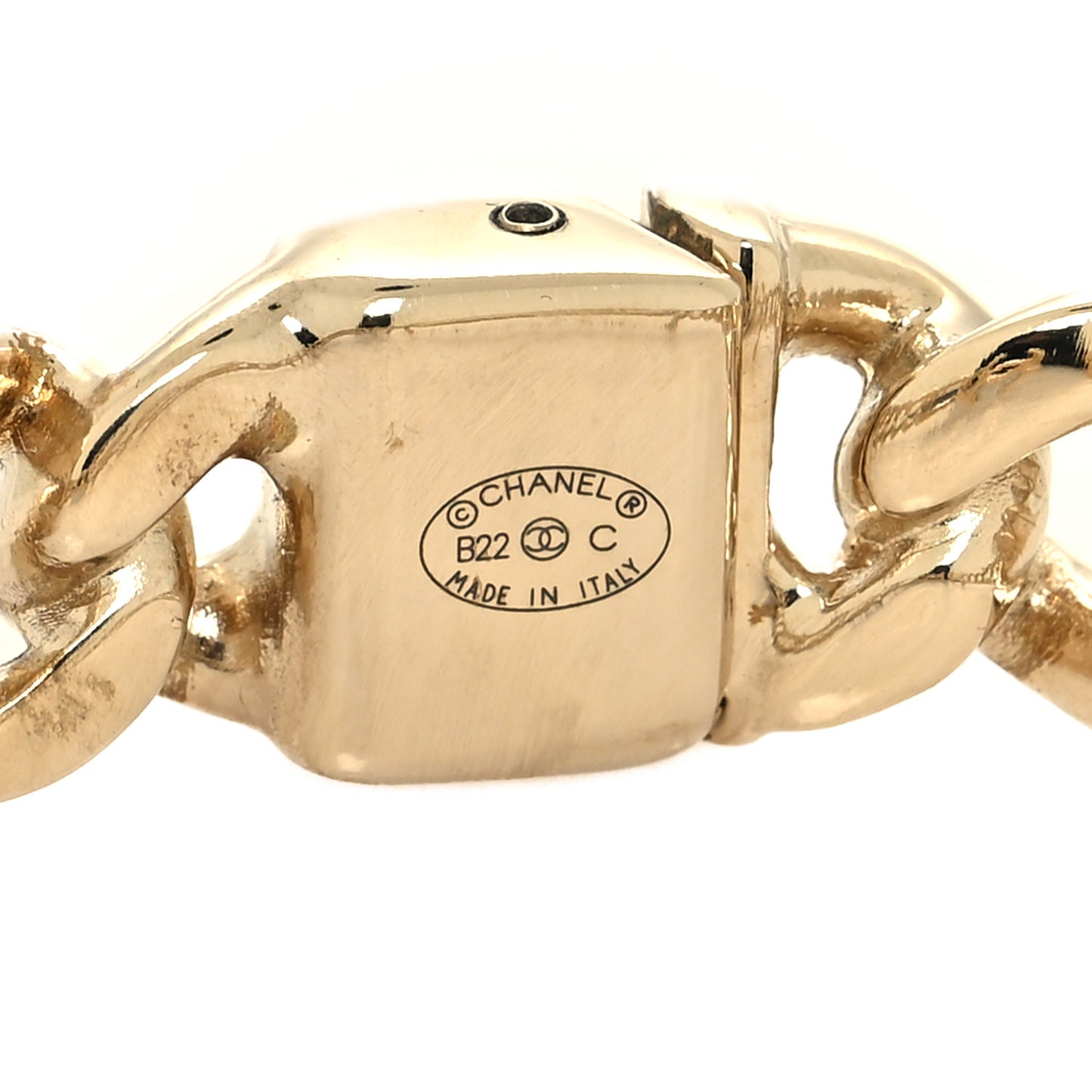 Metal CC Chain Link Cuff Bracelet Gold