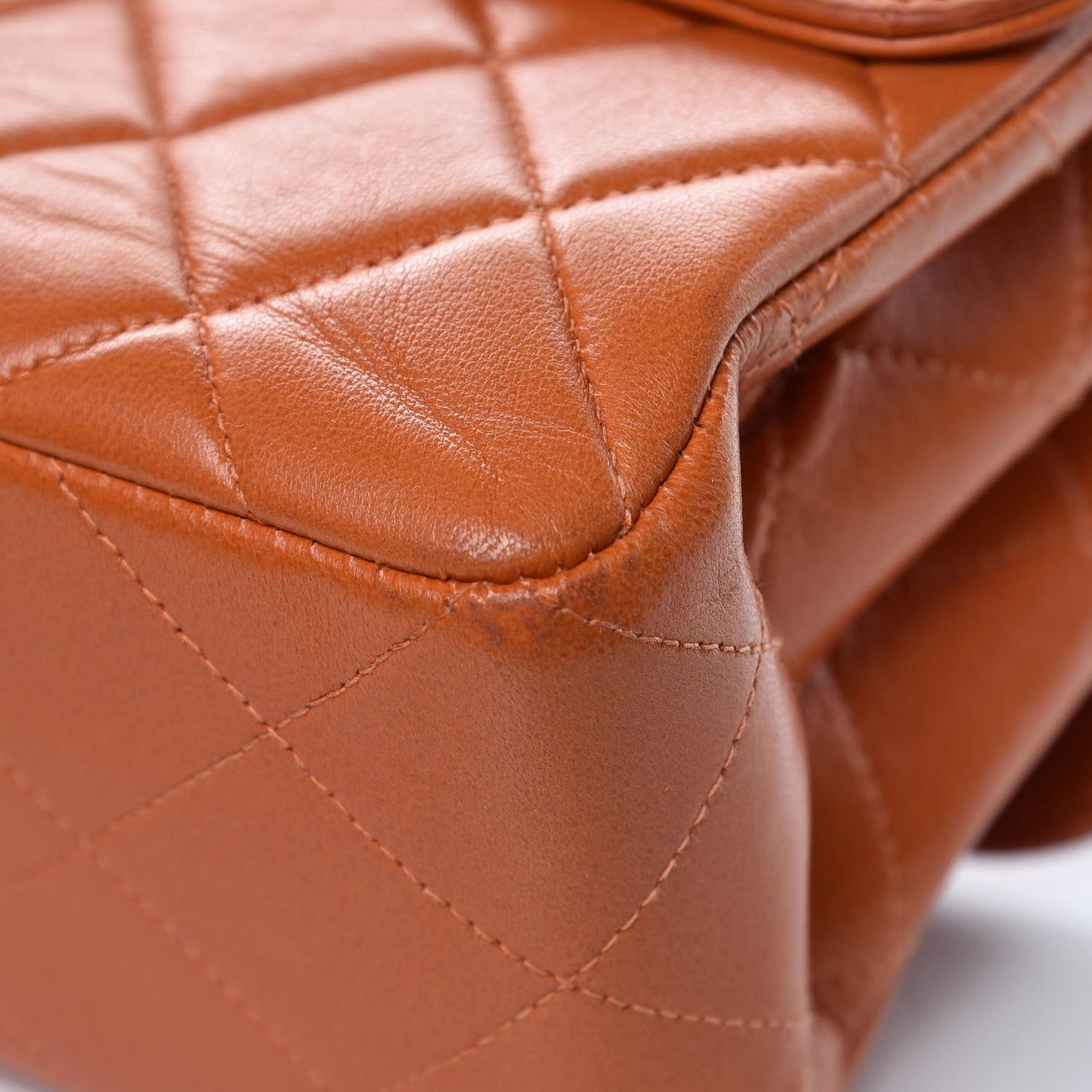 Lambskin Quilted Medium Double Sided Flap Orange