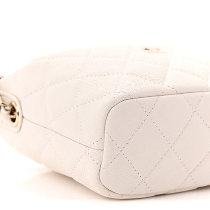 Chanel Caviar Quilted Hobo Clutch With Chain White 9 of 11