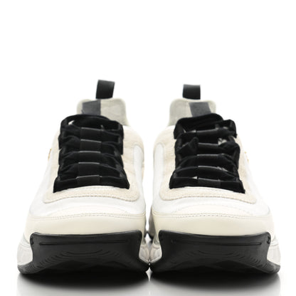 Chanel Velvet Calfskin Mixed Fibers CC Sneakers 37.5 Ivory Black 2 of 10