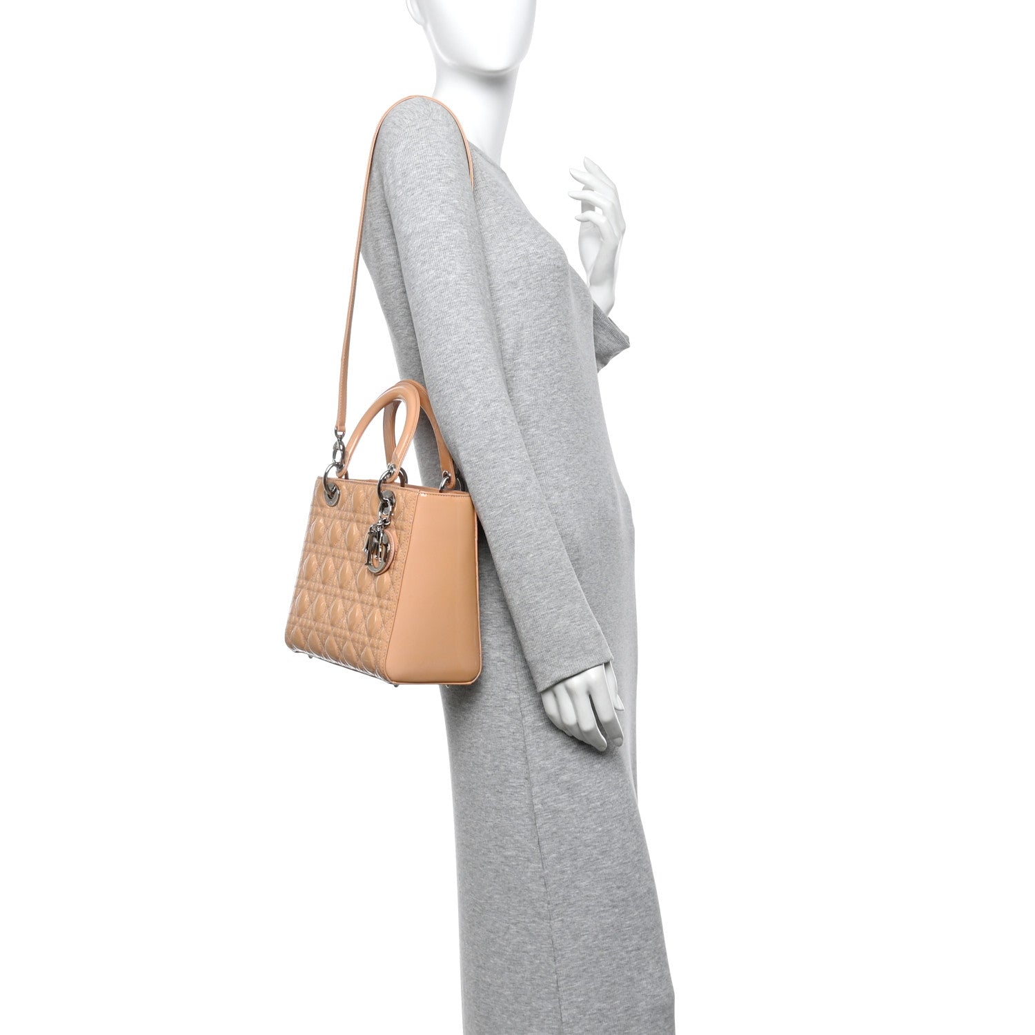 Christian Dior Patent Cannage Medium Lady Dior Beige 2 of 15