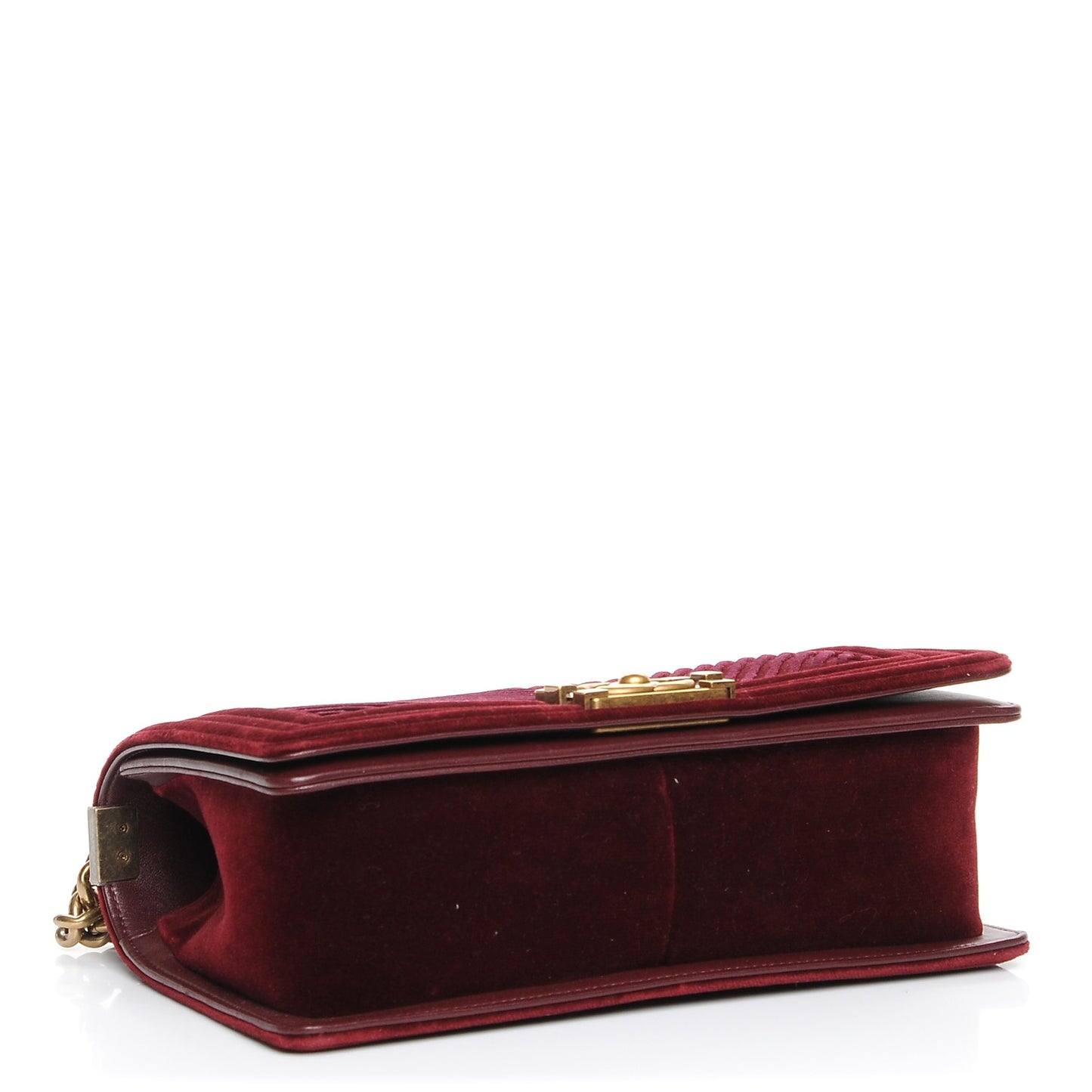 Velvet Chevron Quilted Medium Boy Flap Burgundy
