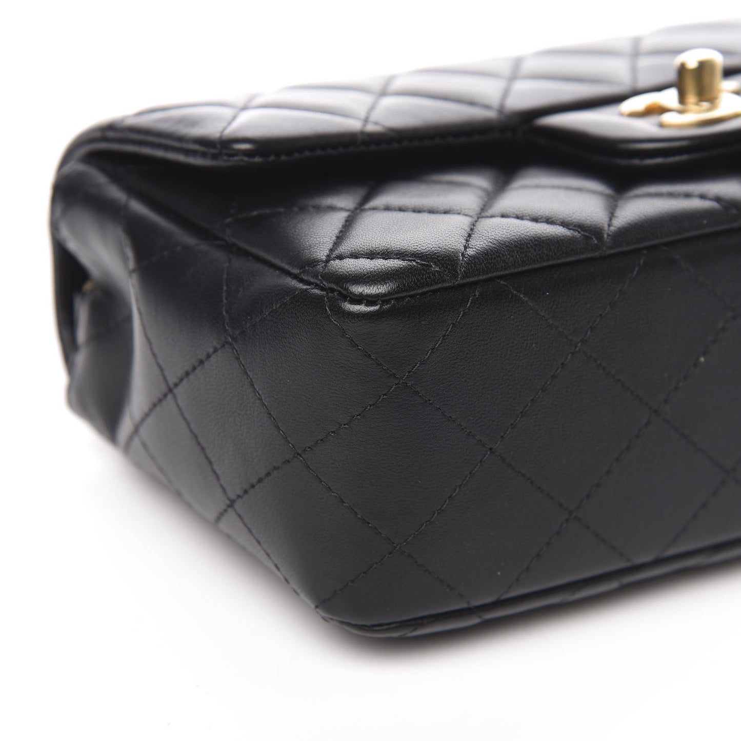 Lambskin Quilted Mini Rectangular Flap Black