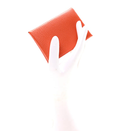 Hermes Chevre Chamkila Calvi Duo Card Case Orange 2 of 7