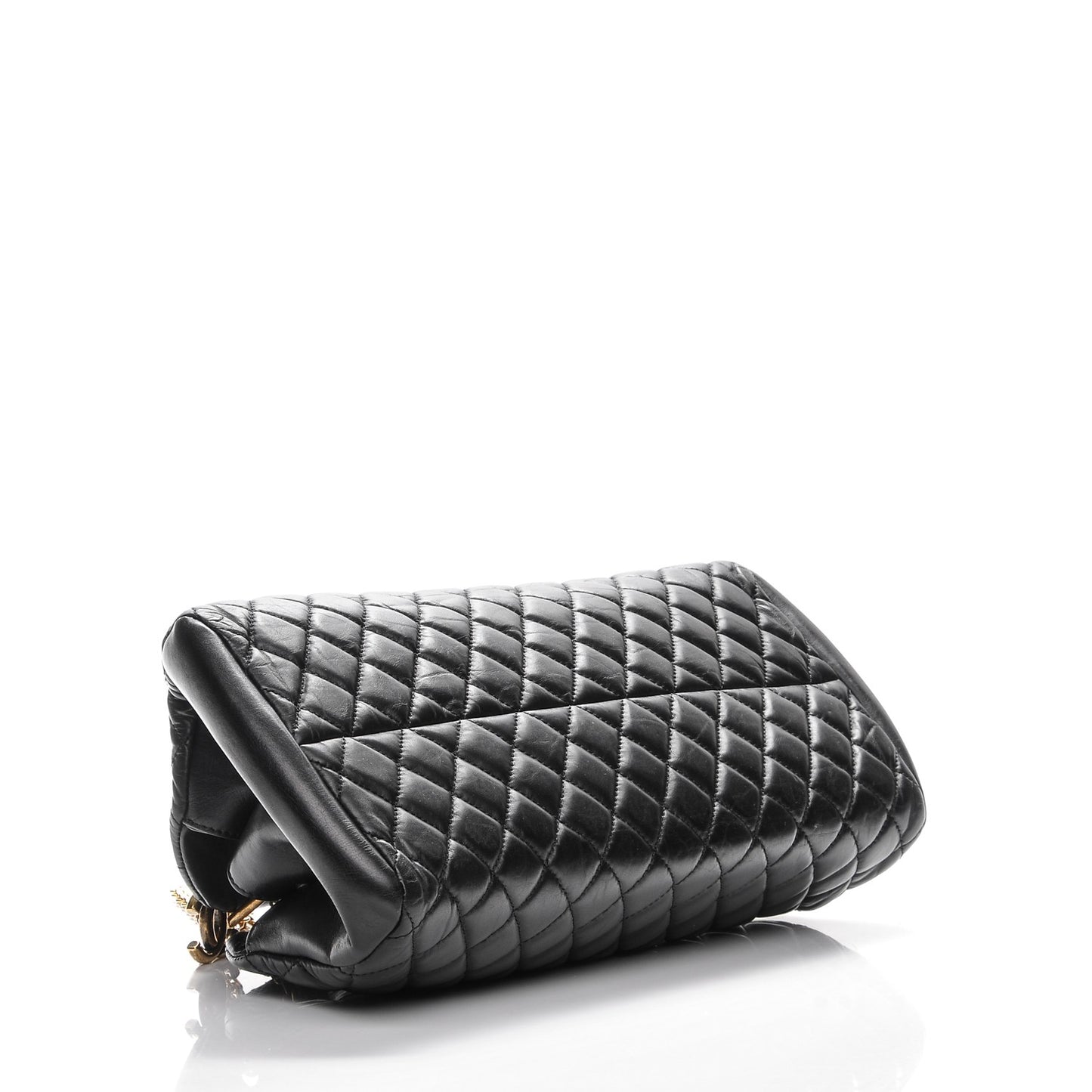 Aged Calfskin Quilted Medium Just Mademoiselle Black