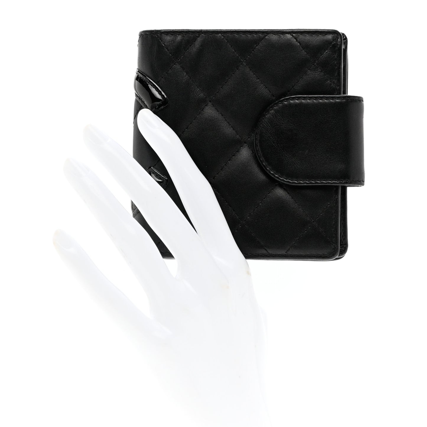 Calfskin Quilted Cambon Bi-Fold Wallet Black