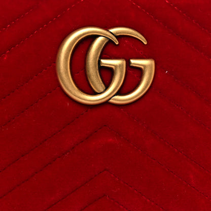Gucci Velvet Matelasse Small GG Marmont Chain Shoulder Bag Hibiscus Red 8 of 12