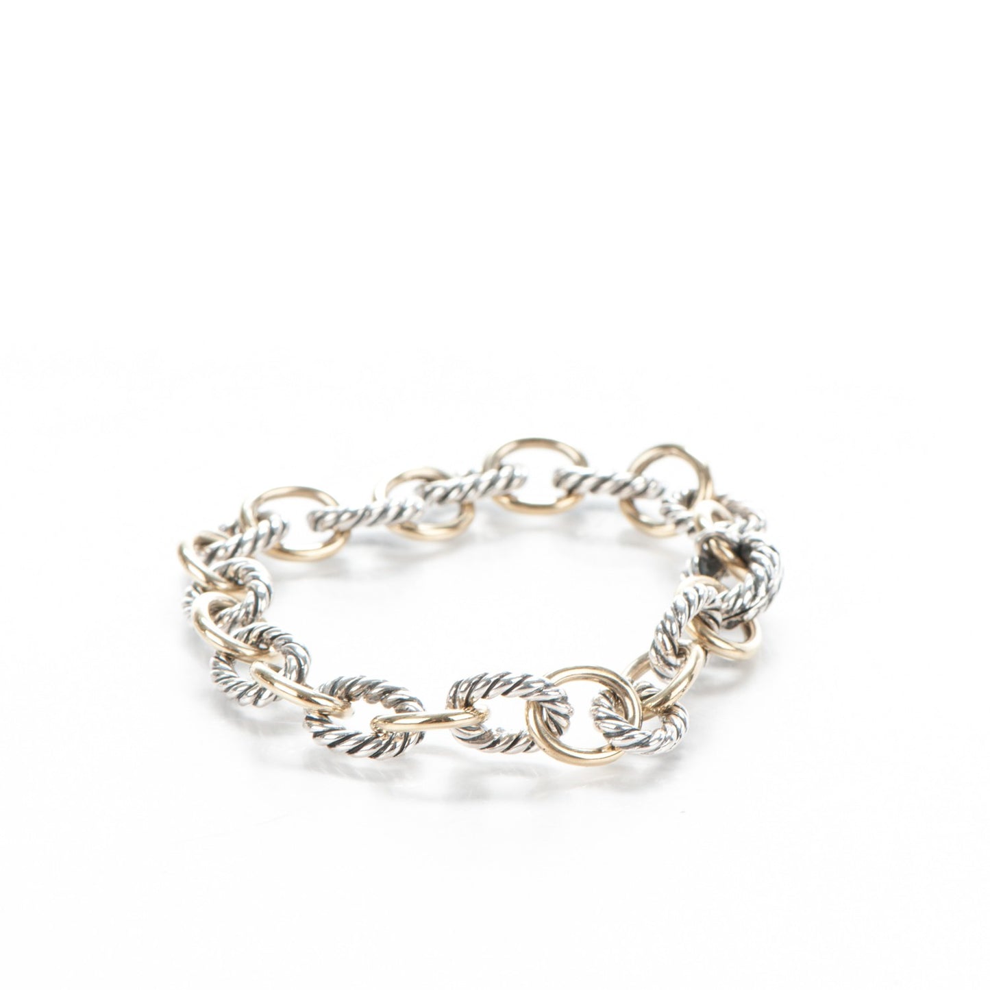 Sterling Silver 18K Yellow Gold 10mm Medium Oval Link Bracelet