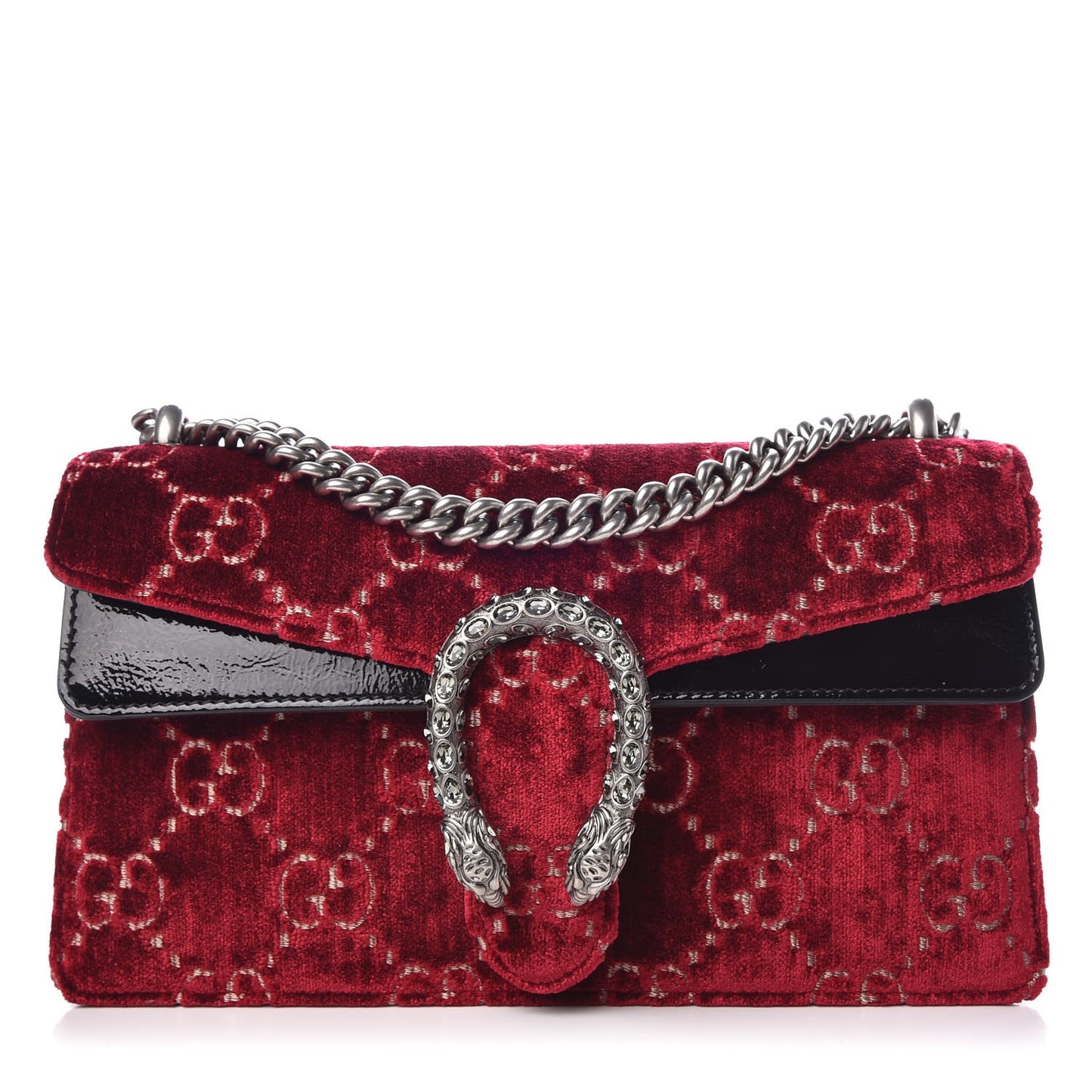 Velvet Skipper Crystal GG Monogram Small Dionysus Shoulder Bag Red Cipria Black Black Diamond