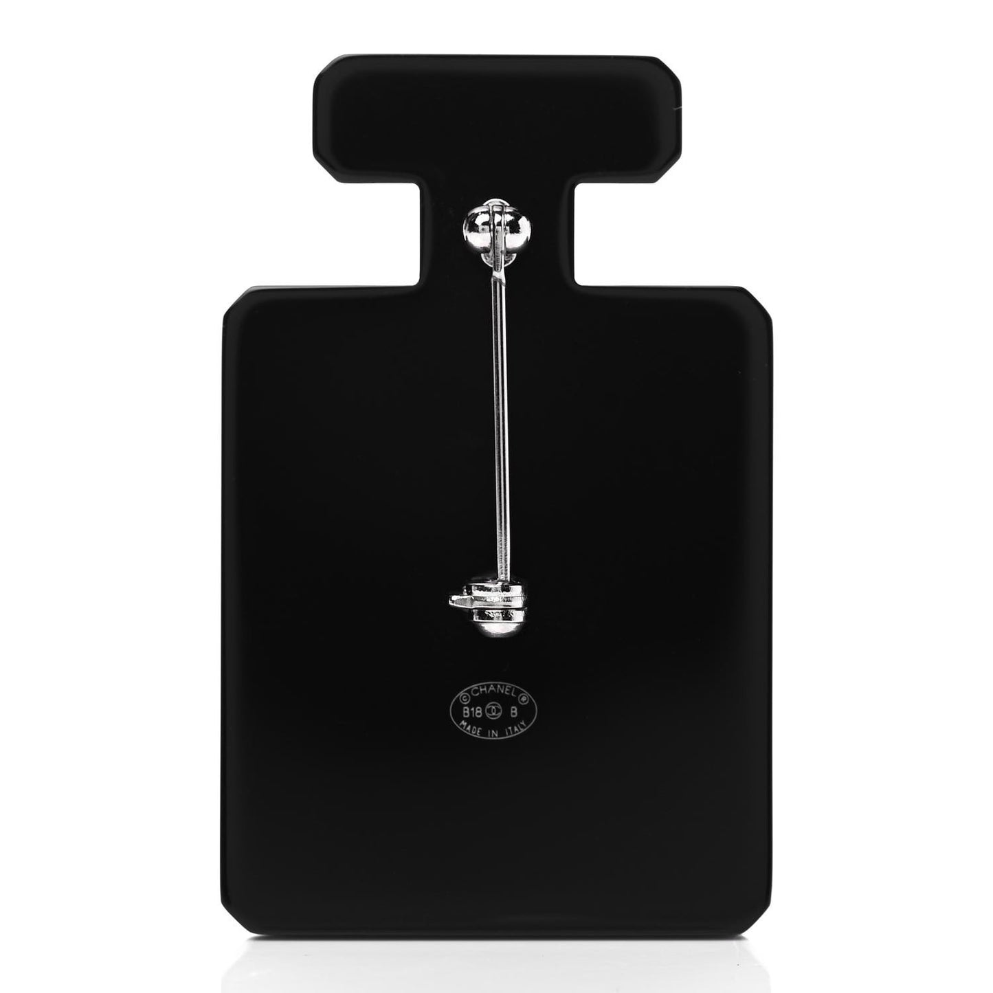 Resin Pearl Perfume Bottle CC Brooch Black Gold