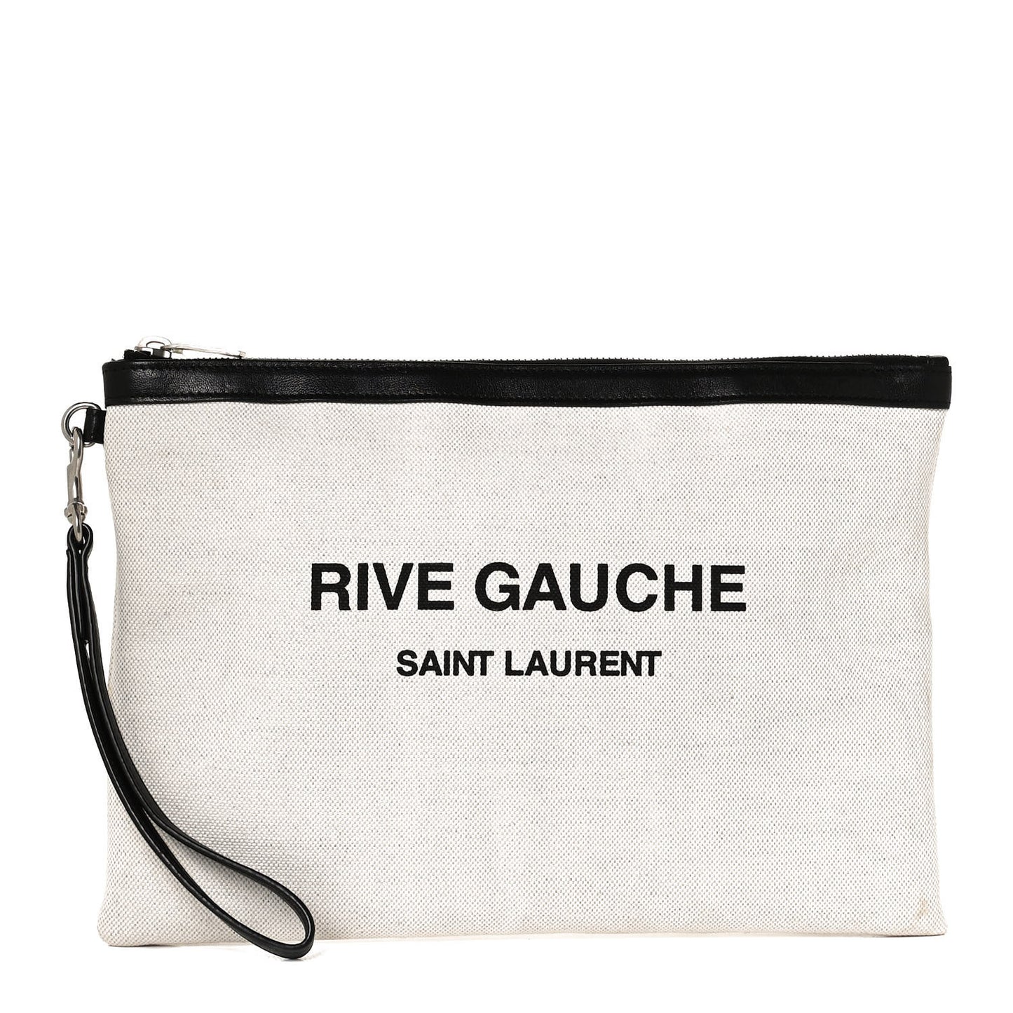 Linen Canvas Rive Gauche Zipped Pouch Optic White