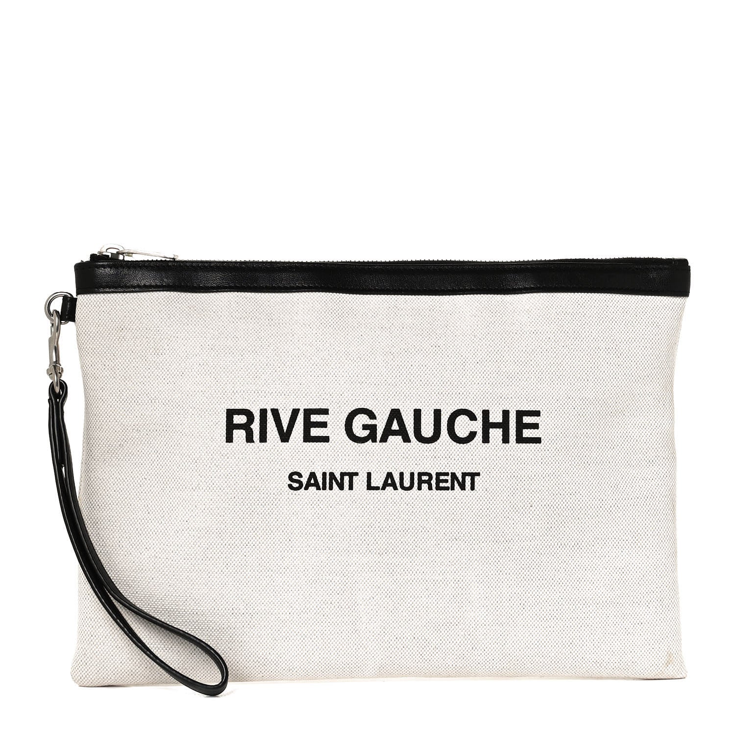 Saint Laurent Linen Canvas Rive Gauche Zipped Pouch Optic White 1 of 8
