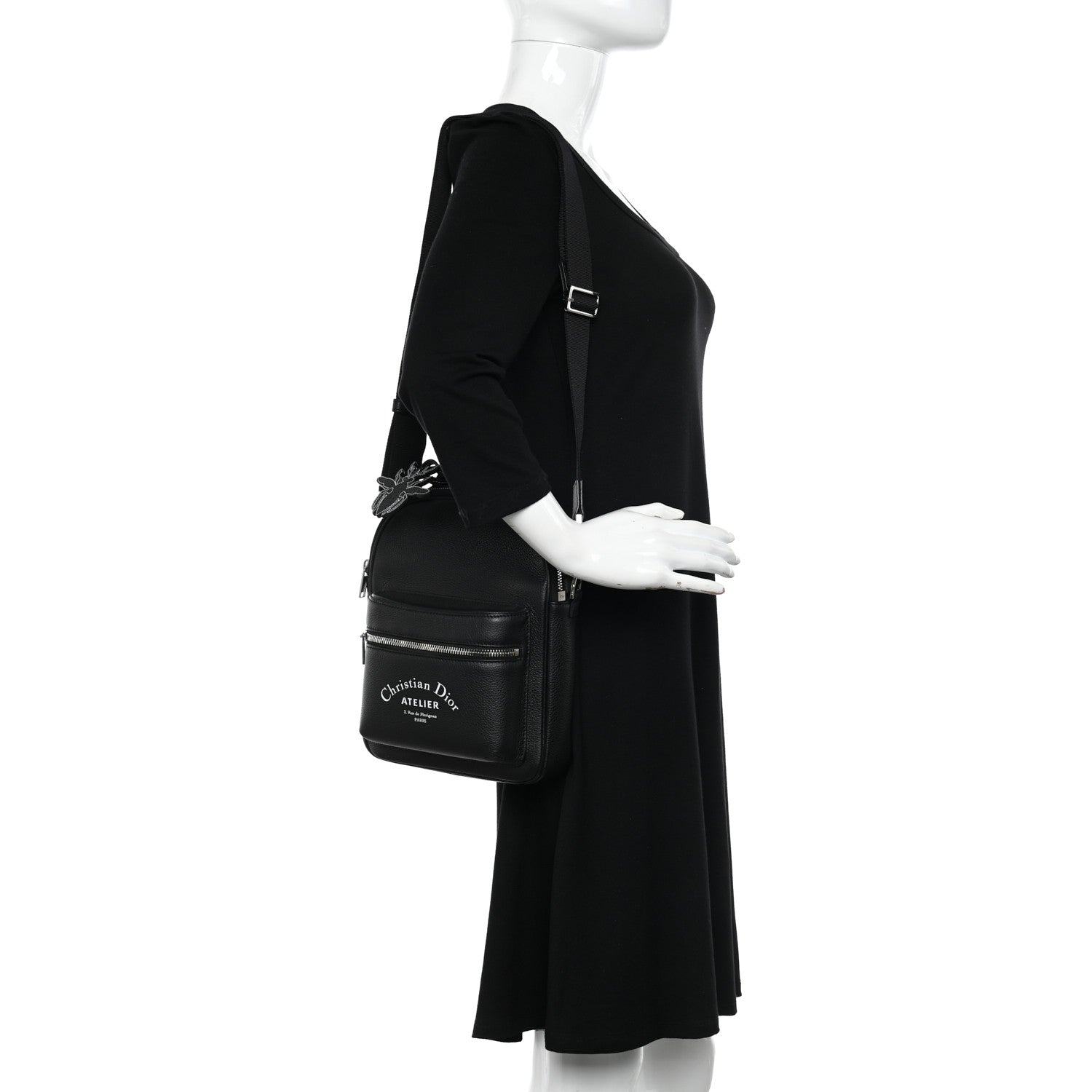 Christian Dior Grained Calfskin Mini Rider Backpack Black 2 of 10