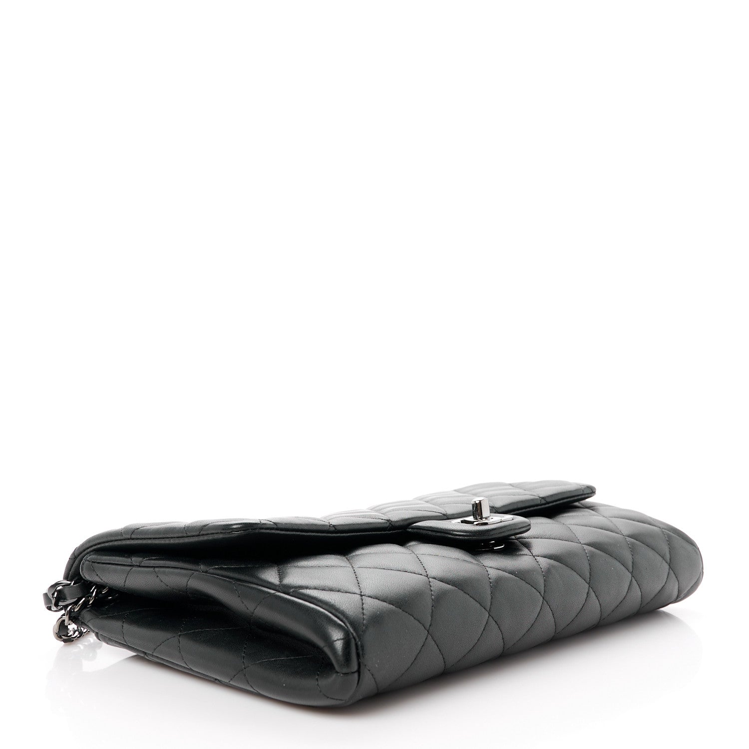 Chanel Lambskin Quilted Clutch with Chain Flap Black 4 of 12