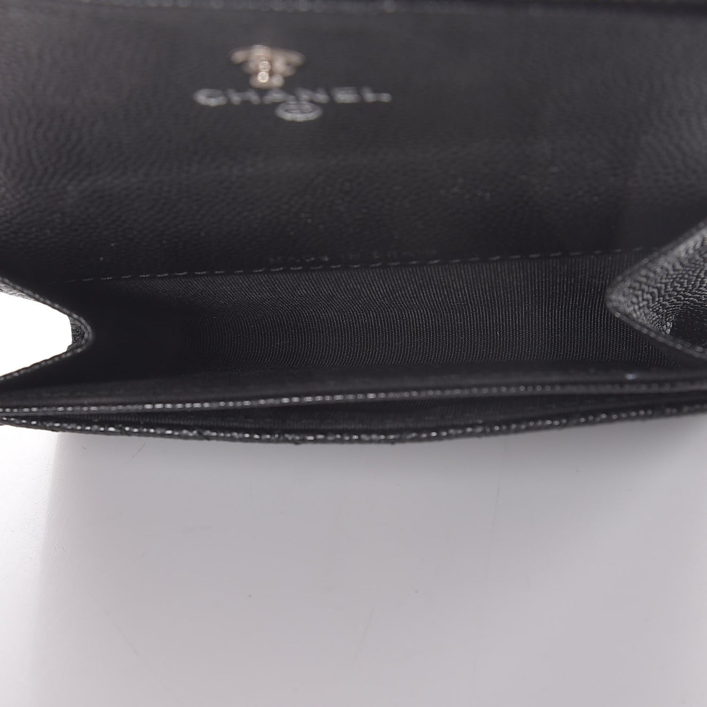 Caviar Chevron Quilted Boy Card Holder Wallet Black