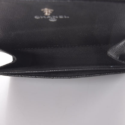 Chanel Caviar Chevron Quilted Boy Card Holder Wallet Black 5 of 9