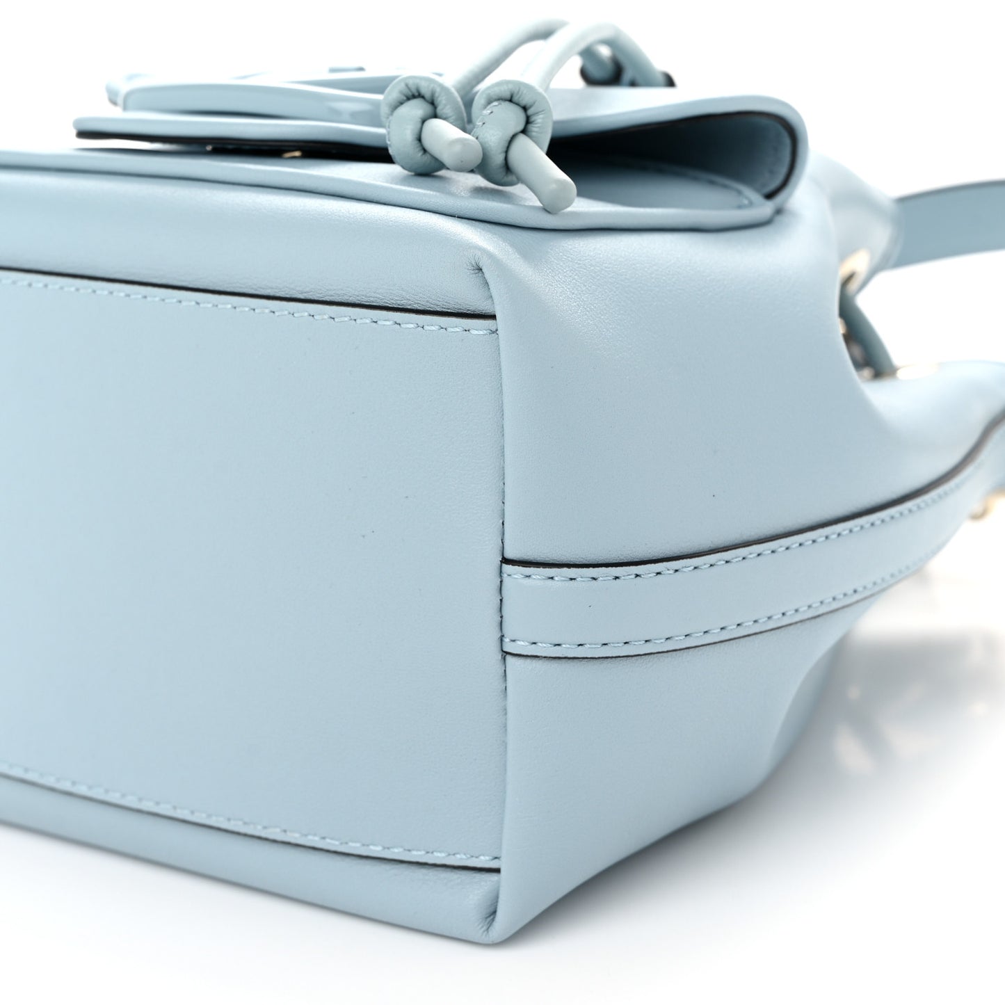 Calfskin Vlogo Small Loco Drawstring Bucket Bag Light Blue