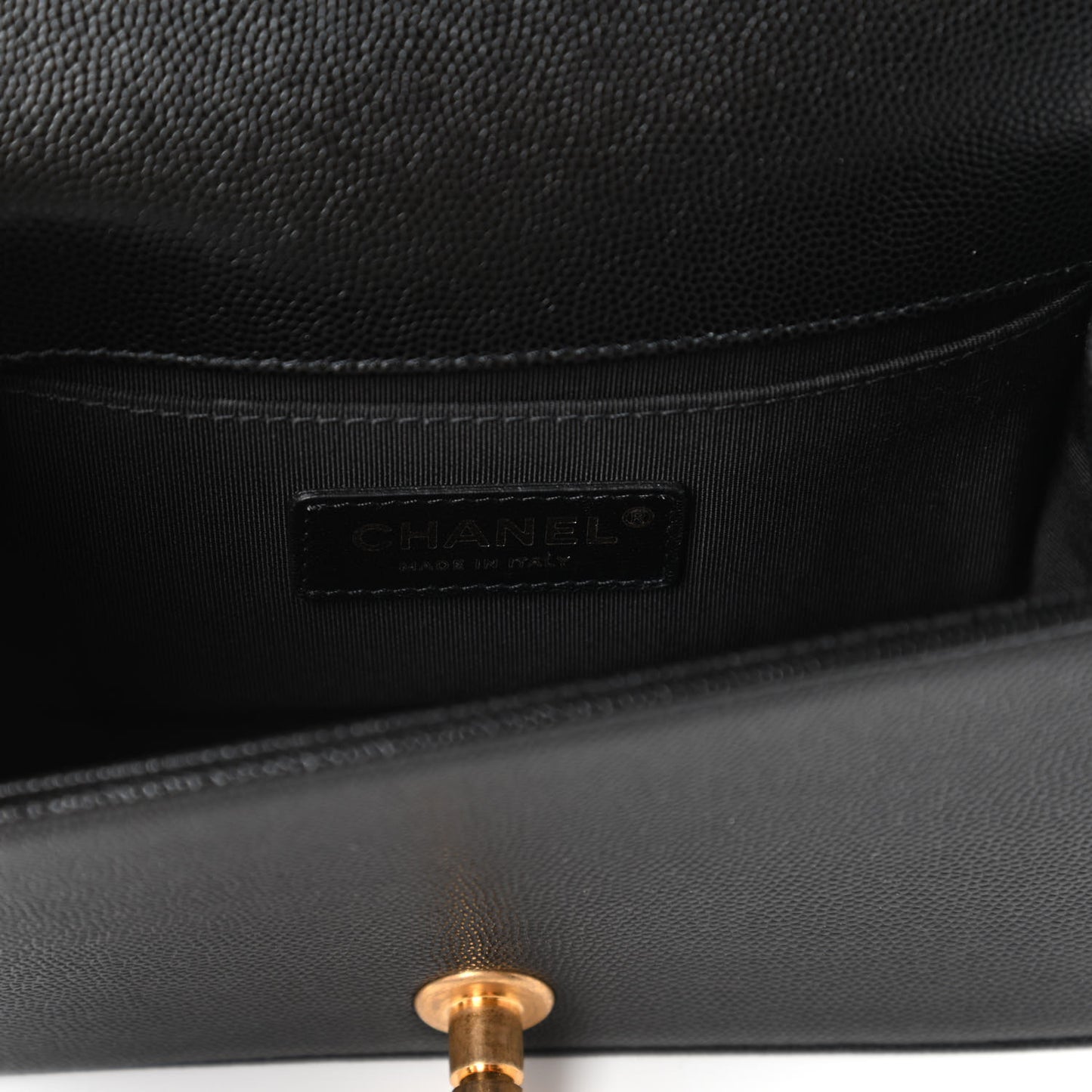 Caviar Quilted Small Boy Flap Black