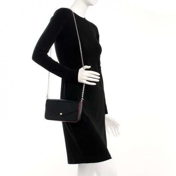 Epi Pochette Felicie Black Hot Pink