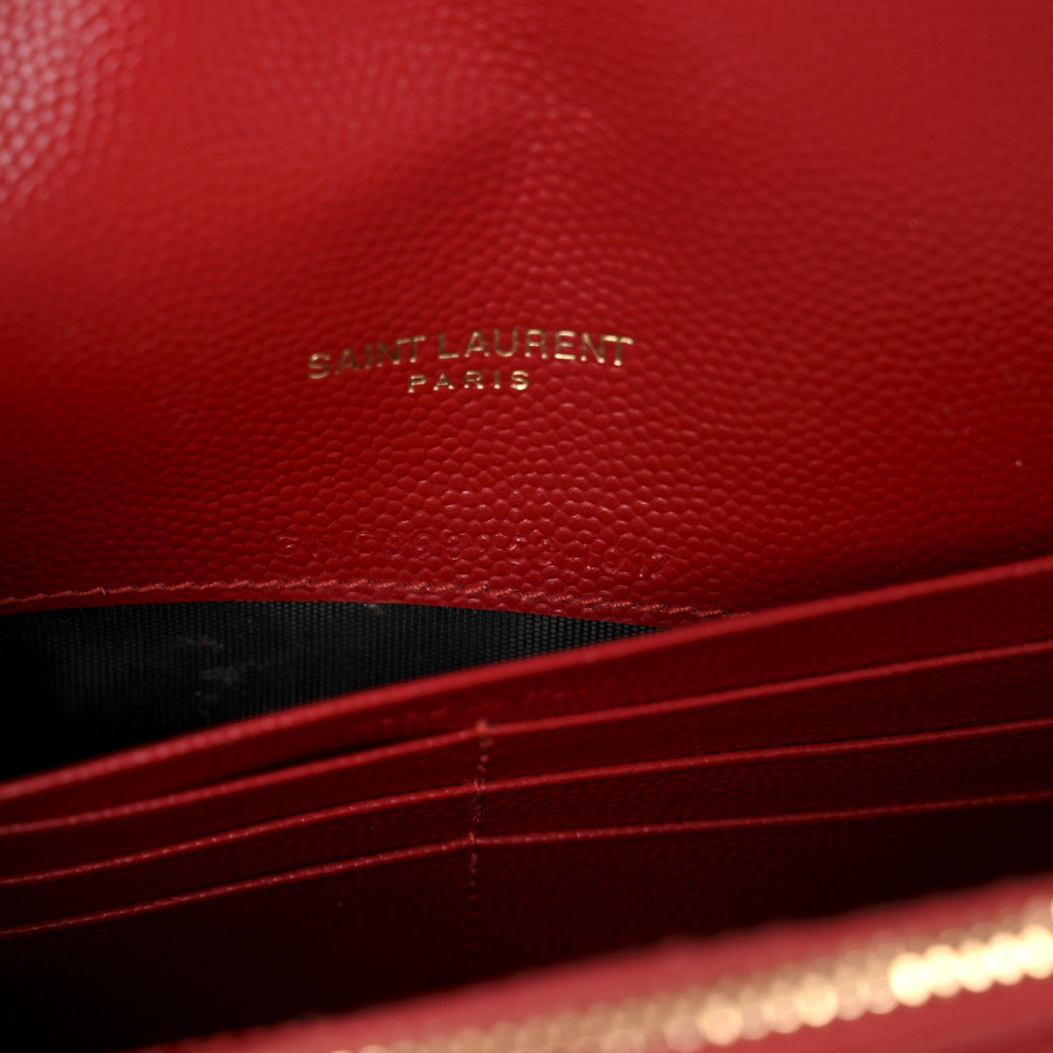 Saint Laurent Grain De Poudre Matelasse Chevron Monogram Envelope Chain Wallet New Red 7 of 13